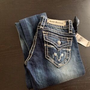 NEW Womens Rock Revival Buckle Jen Skinny Jeans 26 X 32